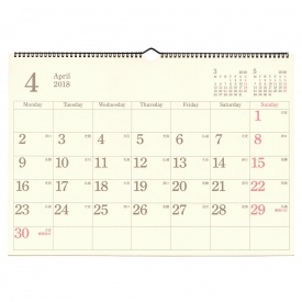 a3 ウォールカレンダー 壁掛け 月曜始まり mx 2018年3月から2019年3