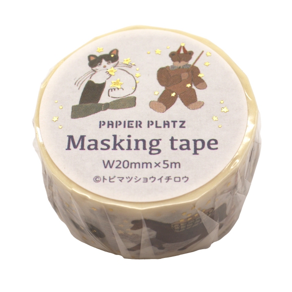 トビマツショウイチロウ 金箔入り マスキングテープ 20mm幅【星屑