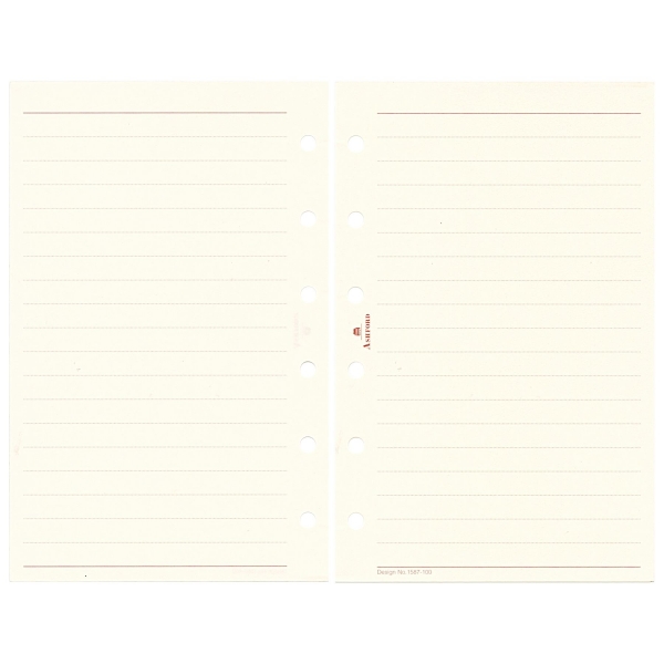 ミニ6サイズ 6mm罫線リーフ 小口 ローズゴールド（100枚）システム手帳