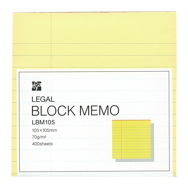 リーガル ブロックメモ 正方形サイズ 105×105mm 横罫 400枚タイプ