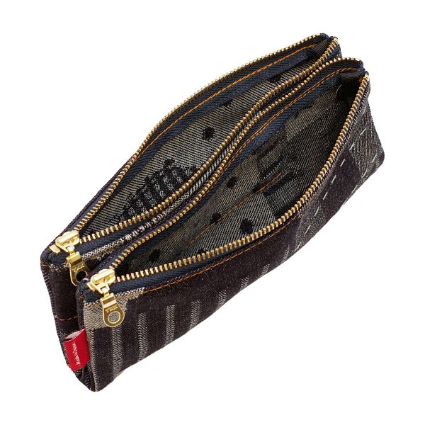 デニムパッチ★L字型がま口★通帳ケース★№19 デニムパッチ☆L字型がま口☆通帳ケース☆№19