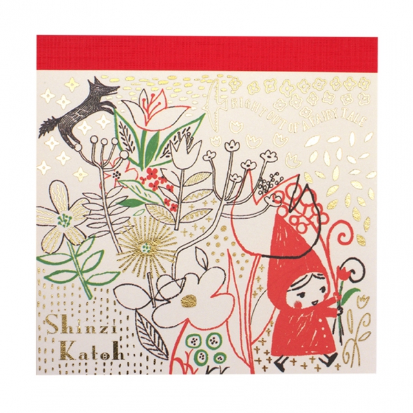 赤ずきん　アンティーク風カード　屏風カード　レッドフード　ブロカント封筒つき 赤ずきん アンティーク風カード 屏風カード レッドフード ブロカント