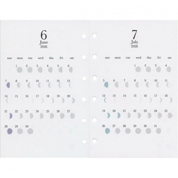 ミチルxGRAPHILO システム手帳リフィル 月の満ち欠けカレンダー M6