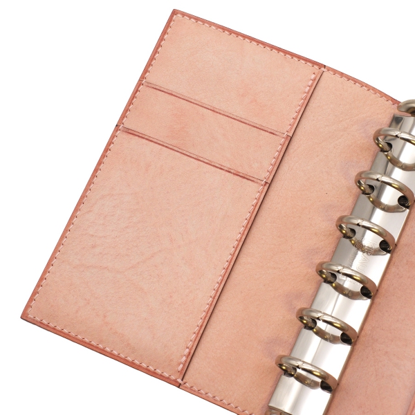 【少し時間を頂きます】アラスカレザーミニ 6手帳（ピンク）リング径30ミリ 少し時間を頂きます】アラスカレザーミニ 6手帳（ピンク）リング径30