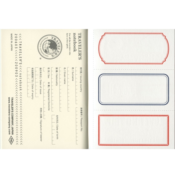 トラベラーズノート リフィル パスポートサイズ【LOVE AND TRIP