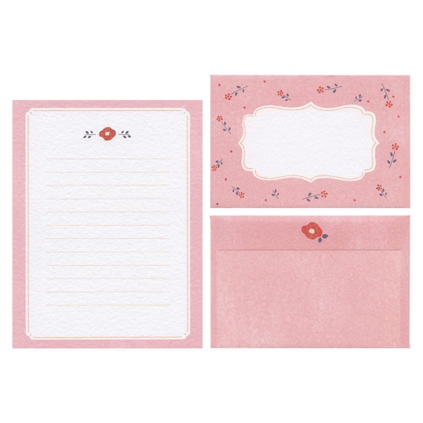 今日の手紙レターセット【椿】美濃和紙 封筒 便箋 かわいい : 文房具と