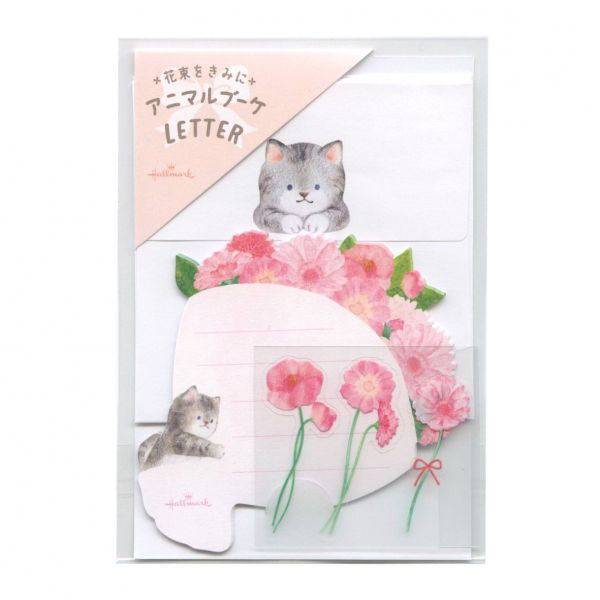 ミニレターセット アニマルブーケ【ピンク/アメリカンショートヘア