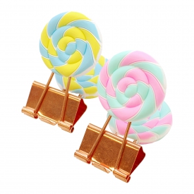 レビュー ダブルクリップ プリック ペロペロキャンディー クリップ かわいい Plic 文房具と文具通販のkdm